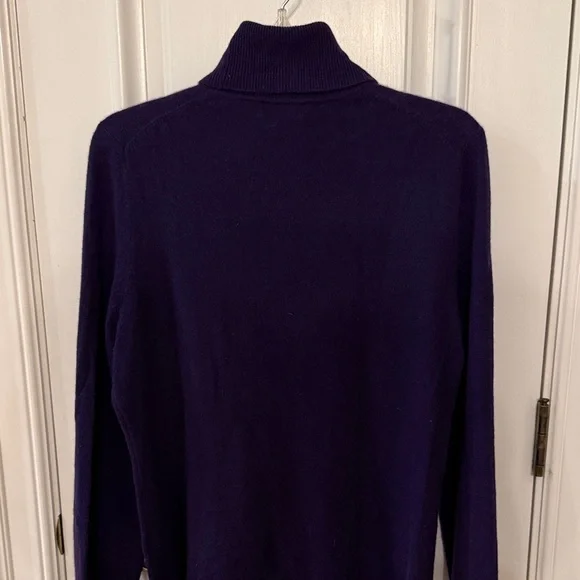 Cashmere Lord & Taylor Deep Purple Turtleneck Sweater - Picture 10 of 11